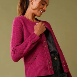 Trui En Vest<Blancheporte Vest in tricot met goudkleurige knopen violine