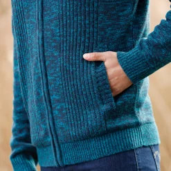 Trui En Vest<Blancheporte Vest in tricot met opstaande ritskraag, lijfje met fleecevoering gespikkeld eendenblauw