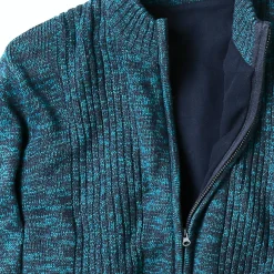Trui En Vest<Blancheporte Vest in tricot met opstaande ritskraag, lijfje met fleecevoering gespikkeld eendenblauw