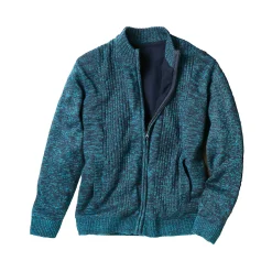 Trui En Vest<Blancheporte Vest in tricot met opstaande ritskraag, lijfje met fleecevoering gespikkeld eendenblauw