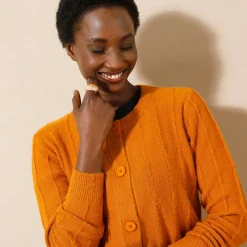 Trui En Vest<Blancheporte Vest in tricot met streepeffect saffraangeel