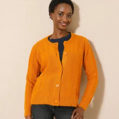 Trui En Vest<Blancheporte Vest in tricot met streepeffect saffraangeel