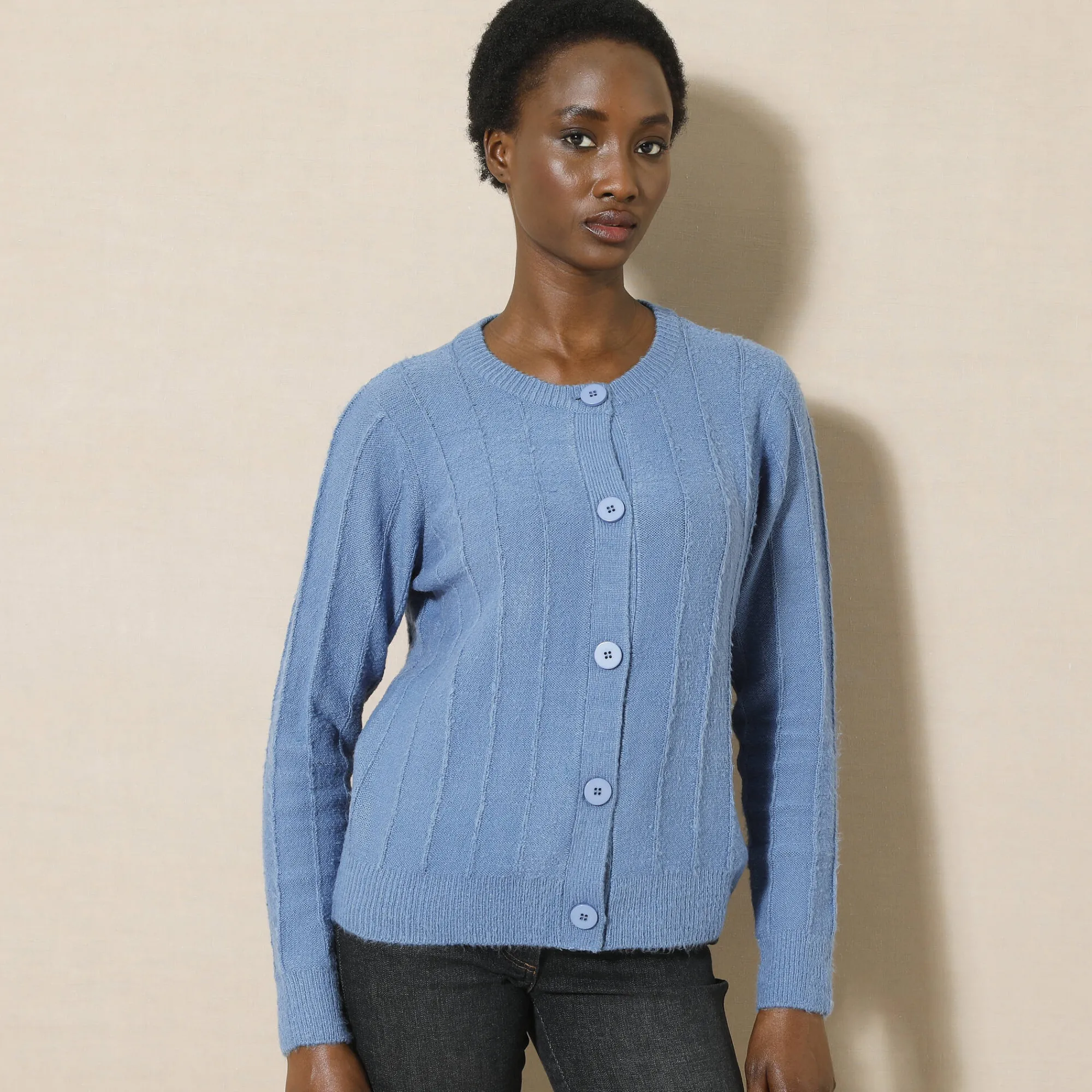 Trui En Vest<Blancheporte Vest in tricot met streepeffect jeansblauw