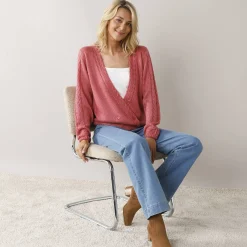 Trui En Vest<Blancheporte Vest in wikkelstijl roze