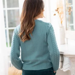 Trui En Vest<Blancheporte Vest in wikkelstijl gletsjerblauw