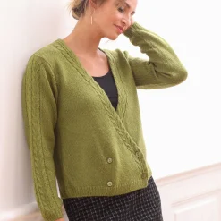 Trui En Vest<Blancheporte Vest in wikkelstijl mosgroen