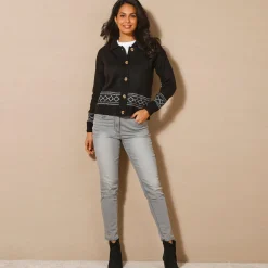 Trui En Vest<Blancheporte Vest met detail in jacquard zwart