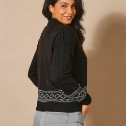 Trui En Vest<Blancheporte Vest met detail in jacquard zwart