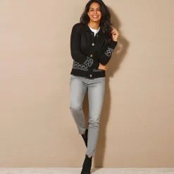 Trui En Vest<Blancheporte Vest met detail in jacquard zwart