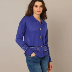 Trui En Vest<Blancheporte Vest met detail in jacquard korenbloem