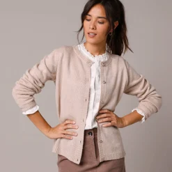 Trui En Vest<Blancheporte Vest met fantasieknopen, zachte touch chiné beige
