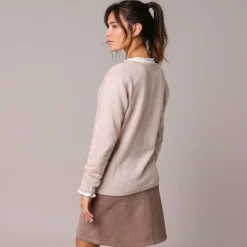 Trui En Vest<Blancheporte Vest met fantasieknopen, zachte touch chiné beige
