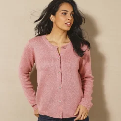 Trui En Vest<Blancheporte Vest met fantasieknopen, zachte touch chiné roze