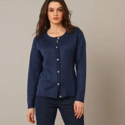 Trui En Vest<Blancheporte Vest met fantasieknopen, zachte touch marine