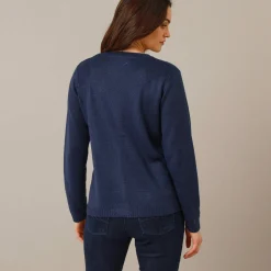 Trui En Vest<Blancheporte Vest met fantasieknopen, zachte touch marine