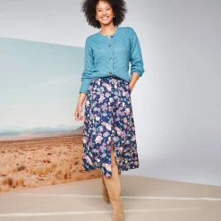 Trui En Vest<Blancheporte Vest met knoopsluiting, ajourtricot met zachte touch gletsjerblauw