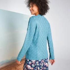 Trui En Vest<Blancheporte Vest met knoopsluiting, ajourtricot met zachte touch gletsjerblauw