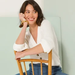 Trui En Vest<Blancheporte Vest met knoopsluiting, pareltricot wit