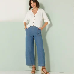 Trui En Vest<Blancheporte Vest met knoopsluiting, pareltricot wit