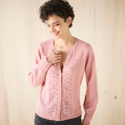 Trui En Vest<Blancheporte Vest met knopen, ajourtricot grijsroze