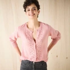 Trui En Vest<Blancheporte Vest met knopen, ajourtricot grijsroze