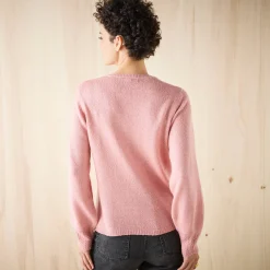 Trui En Vest<Blancheporte Vest met knopen, ajourtricot grijsroze