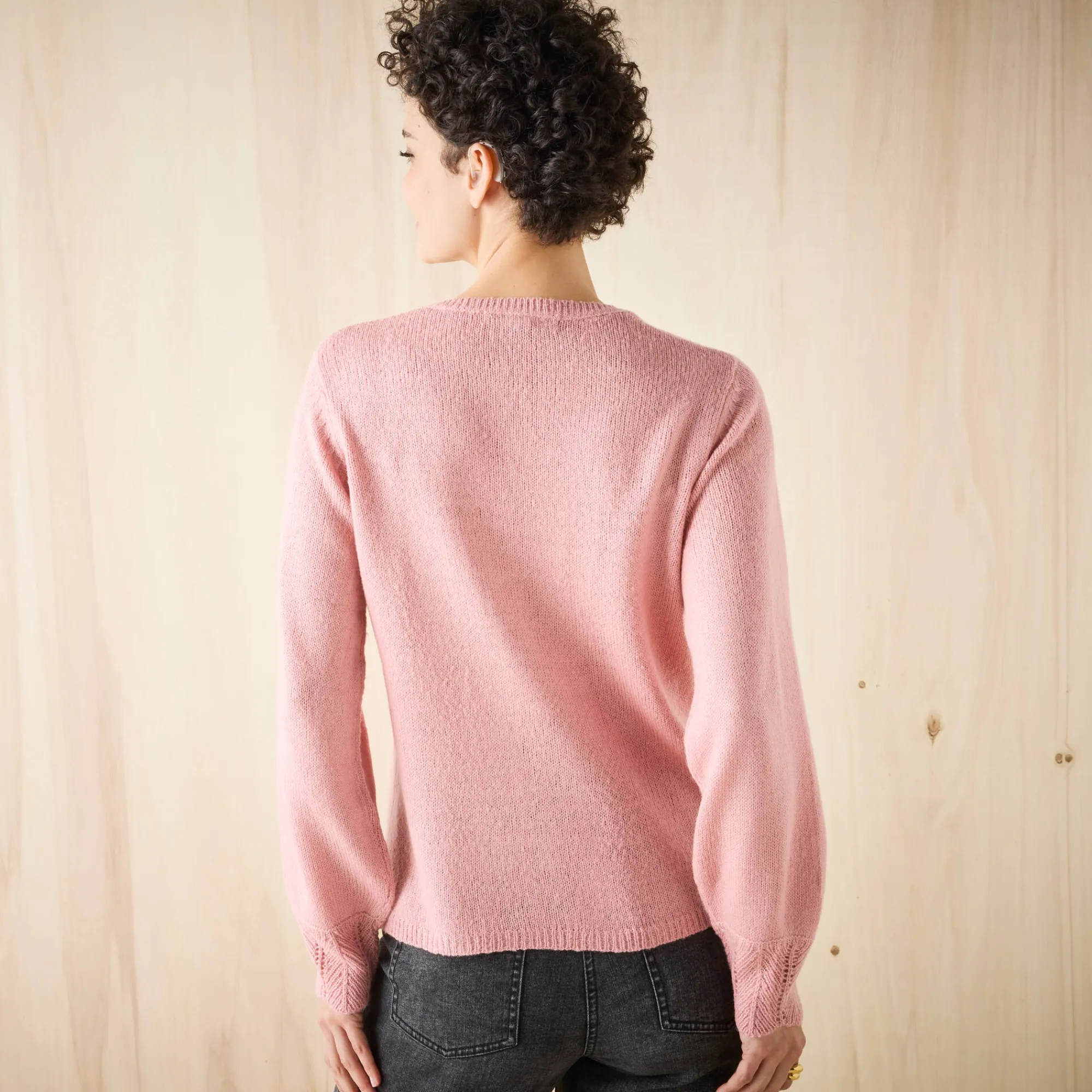Trui En Vest<Blancheporte Vest met knopen, ajourtricot grijsroze