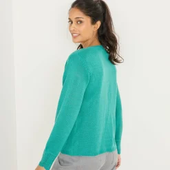 Trui En Vest<Blancheporte Vest met knopen, ajourtricot muntgroen