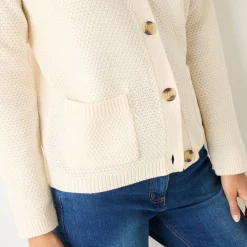 Trui En Vest<Blancheporte Vest met knopen en lange mouwen, fantasietricot ecru