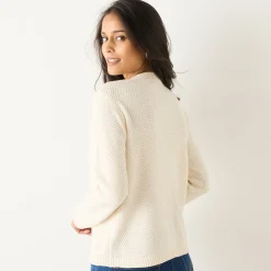 Trui En Vest<Blancheporte Vest met knopen en lange mouwen, fantasietricot ecru
