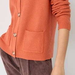 Trui En Vest<Blancheporte Vest met knopen en lange mouwen, fantasietricot donkeroranje