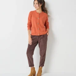 Trui En Vest<Blancheporte Vest met knopen en lange mouwen, fantasietricot donkeroranje