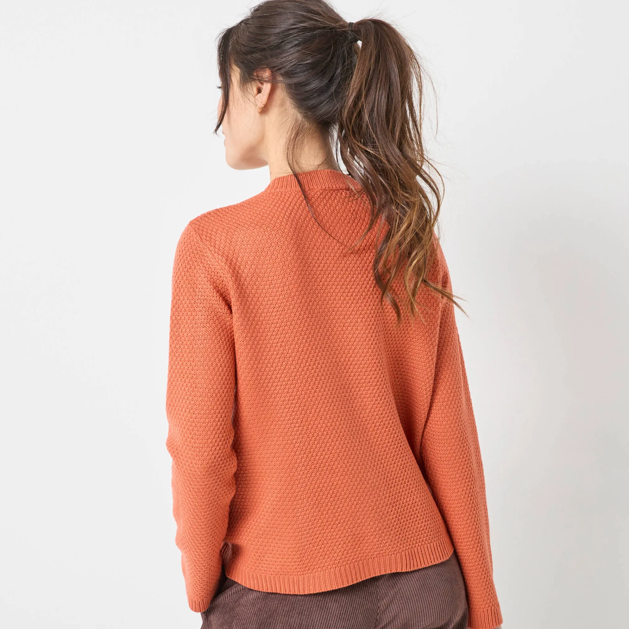 Trui En Vest<Blancheporte Vest met knopen en lange mouwen, fantasietricot donkeroranje