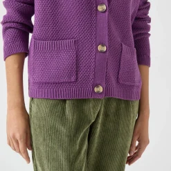 Trui En Vest<Blancheporte Vest met knopen en lange mouwen, fantasietricot paars