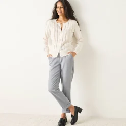 Trui En Vest<Blancheporte Vest met knopen en ronde hals, fantasietricot ecru