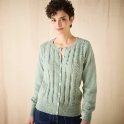 Trui En Vest<Blancheporte Vest met knopen en ronde hals, fantasietricot watergroen