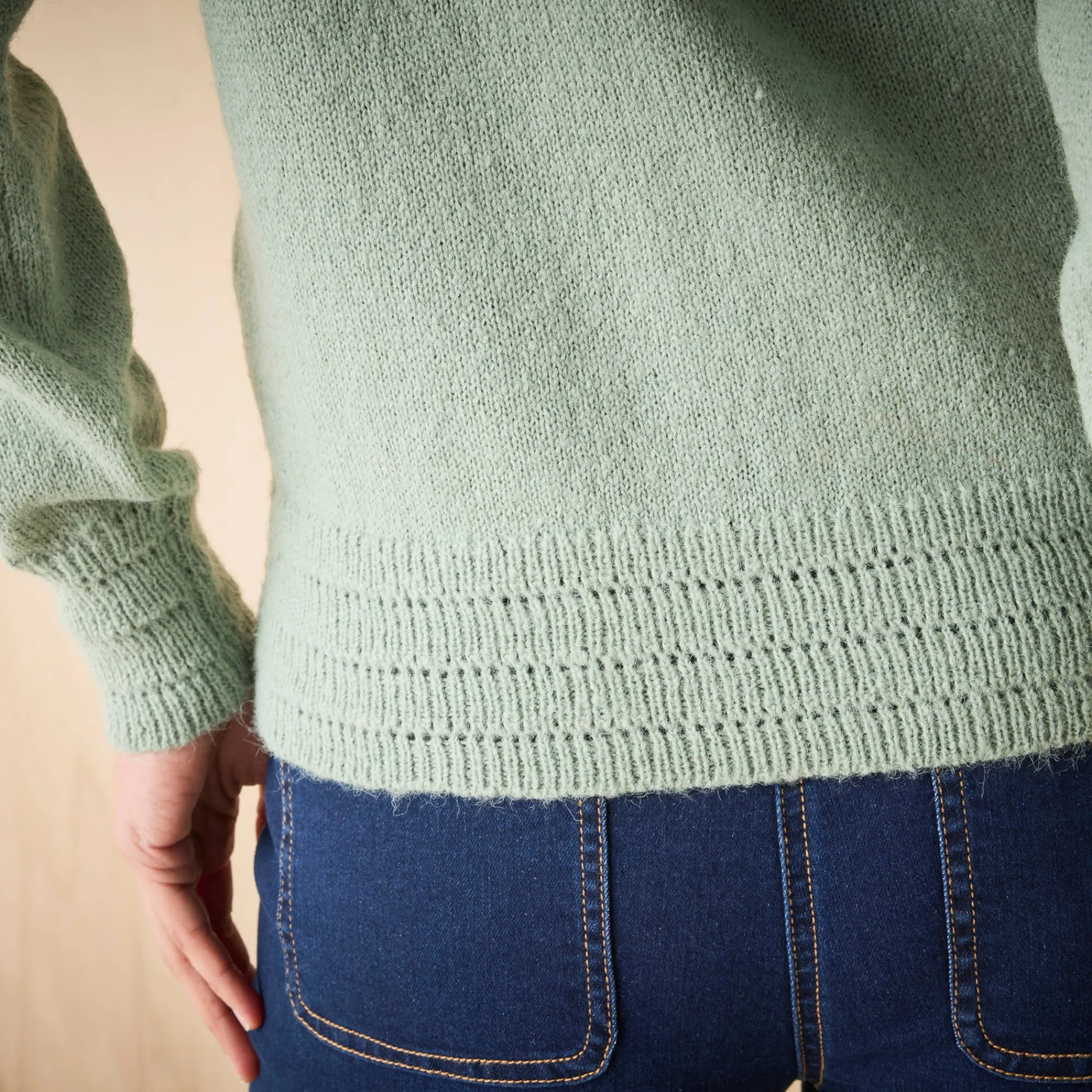 Trui En Vest<Blancheporte Vest met knopen en ronde hals, fantasietricot watergroen