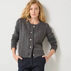 Feestoutfits Dames|Trui En Vest<Blancheporte Vest met knopen in fantasietricot antraciet