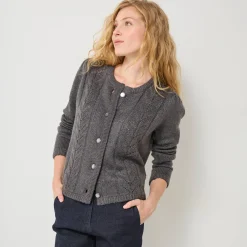 Feestoutfits Dames|Trui En Vest<Blancheporte Vest met knopen in fantasietricot antraciet