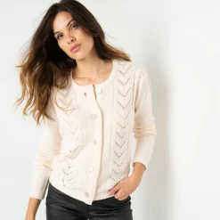 Feestoutfits Dames|Trui En Vest<Blancheporte Vest met knopen in fantasietricot ecru