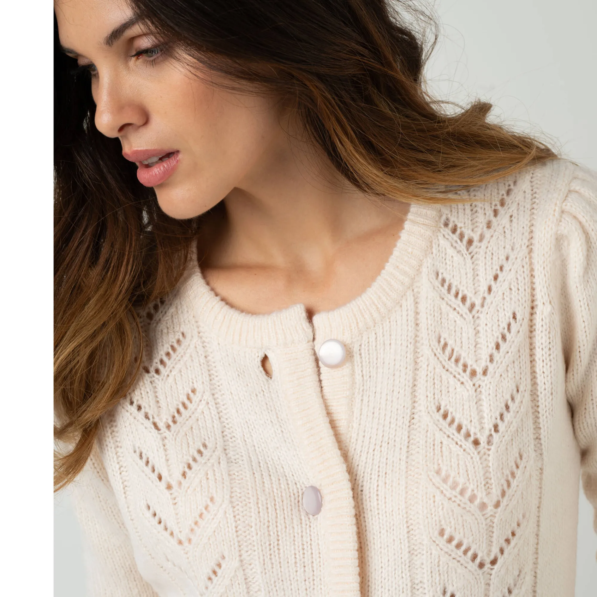 Feestoutfits Dames|Trui En Vest<Blancheporte Vest met knopen in fantasietricot ecru