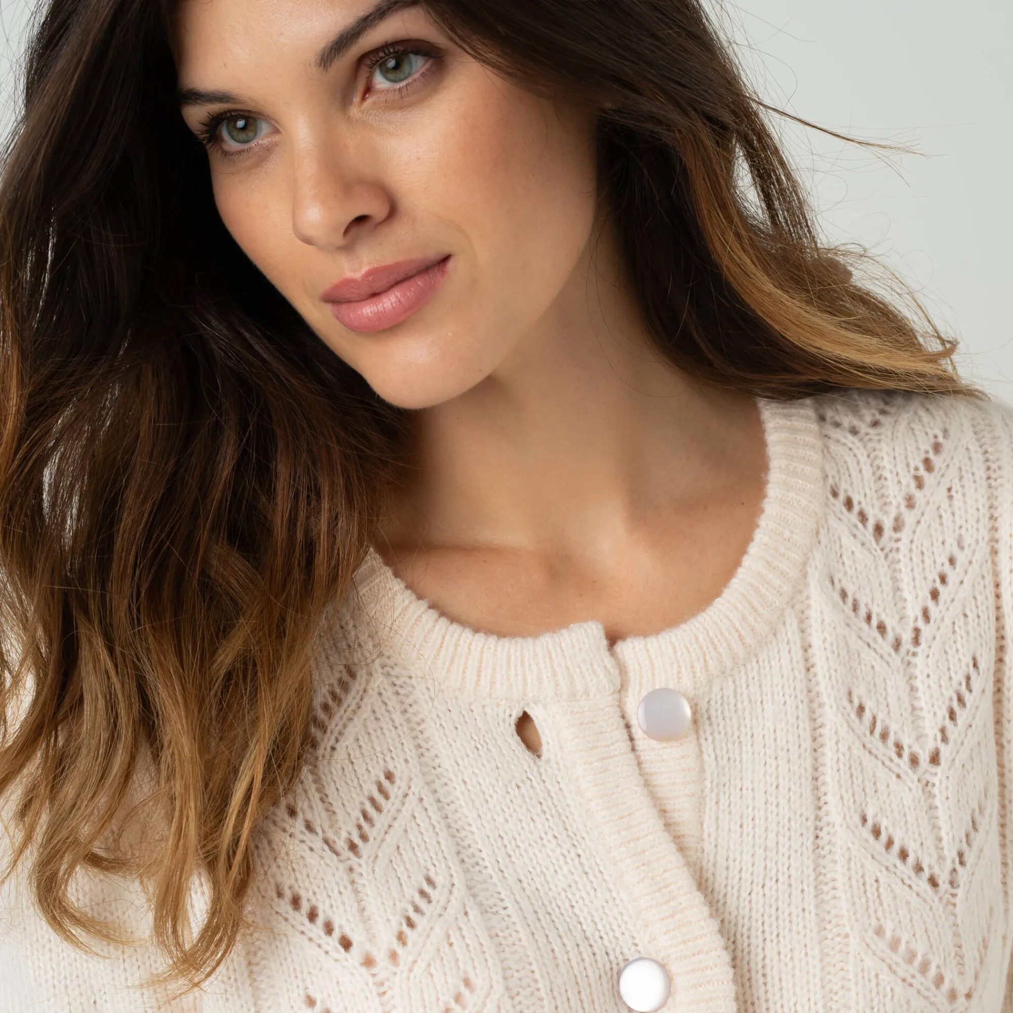 Feestoutfits Dames|Trui En Vest<Blancheporte Vest met knopen in fantasietricot ecru