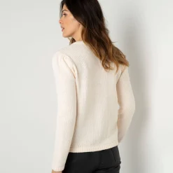 Feestoutfits Dames|Trui En Vest<Blancheporte Vest met knopen in fantasietricot ecru