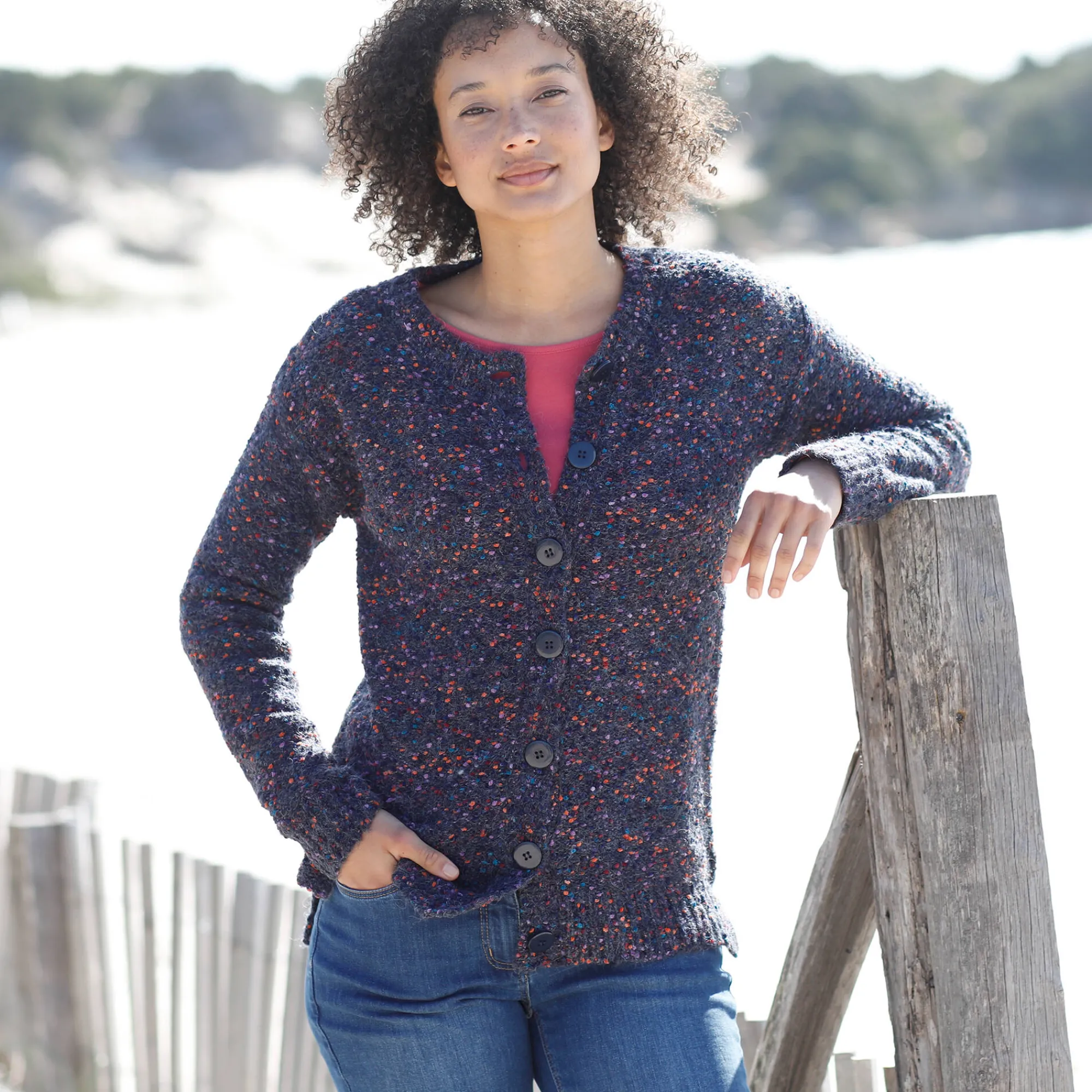 Trui En Vest<Blancheporte Vest met knopen in lusjestricot marine
