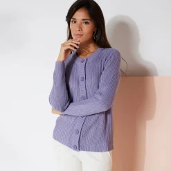 Trui En Vest<Blancheporte Vest met knopen in patenttricot parma