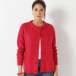 Trui En Vest<Blancheporte Vest met knopen in patenttricot framboos