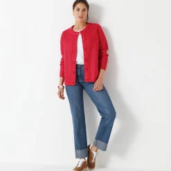 Trui En Vest<Blancheporte Vest met knopen in patenttricot framboos