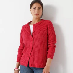Trui En Vest<Blancheporte Vest met knopen in patenttricot framboos