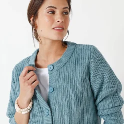 Trui En Vest<Blancheporte Vest met knopen in patenttricot celadongrijs