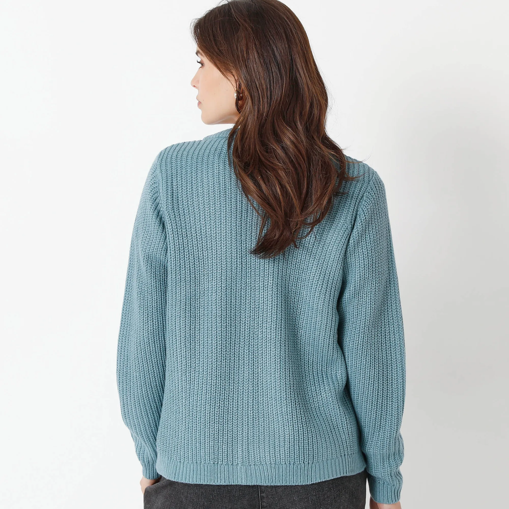 Trui En Vest<Blancheporte Vest met knopen in patenttricot celadongrijs